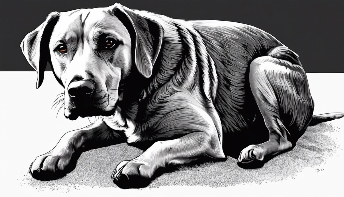 Illustration of a dog squatting