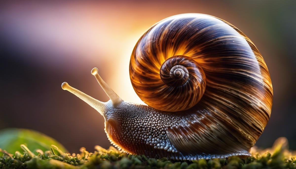 Image of a snail shell, highlighting its spirally coiled structure and protective nature