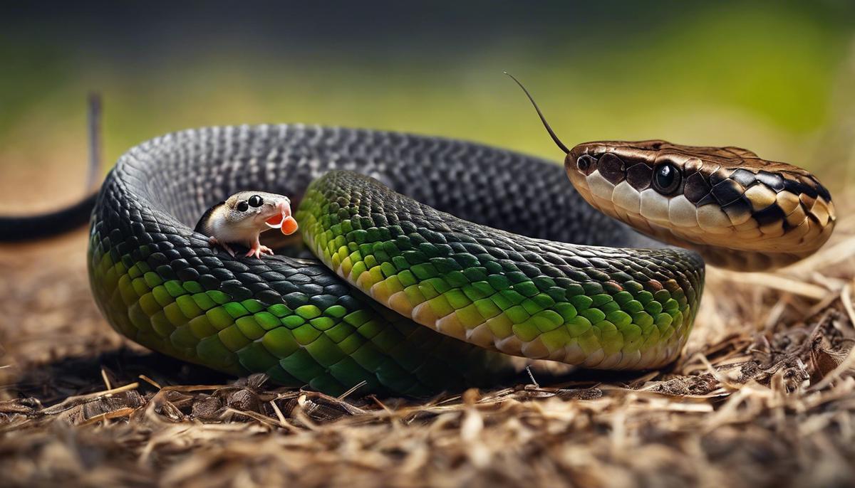 A snake eating a mouse
